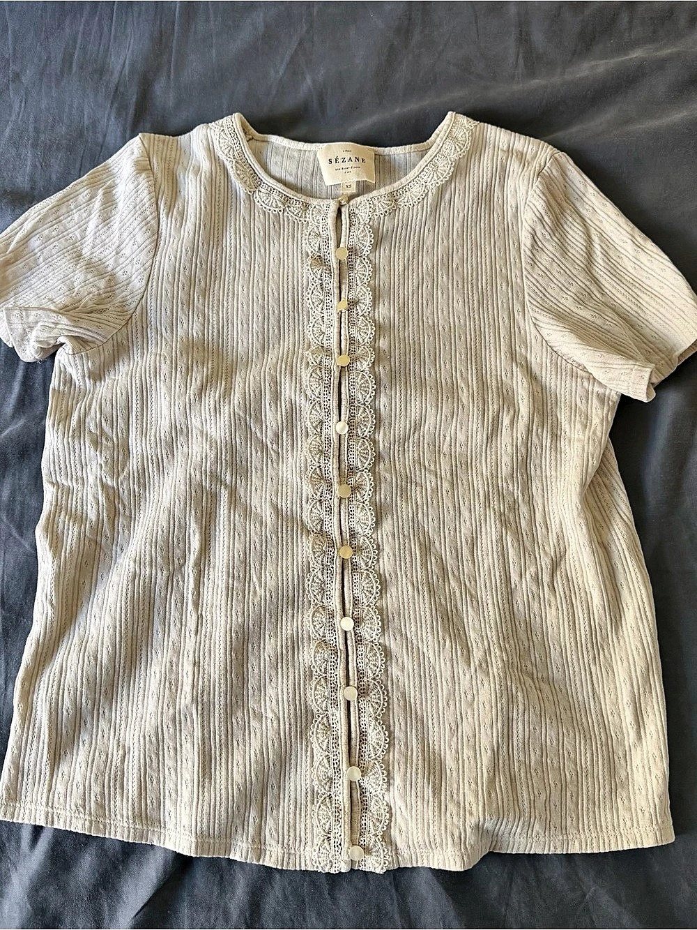 Sezane Laura T-Shirt in Cream XS